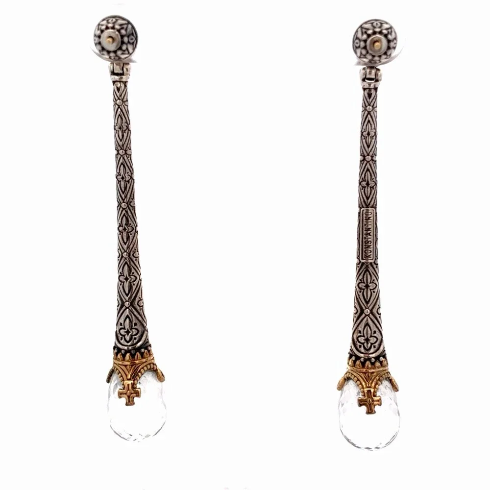 Konstantino 925 Sterling Silver 18K Yellow Gold Gemstone Drop Earrings